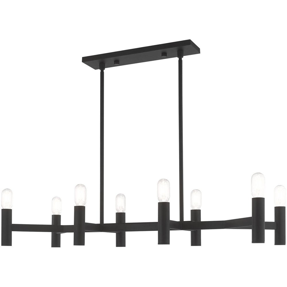 Black Eight Light Metal Dimmable Chandelier With Shades HomeRoots