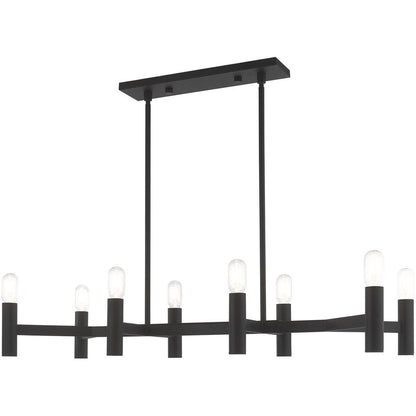 Black Eight Light Metal Dimmable Chandelier With Shades HomeRoots