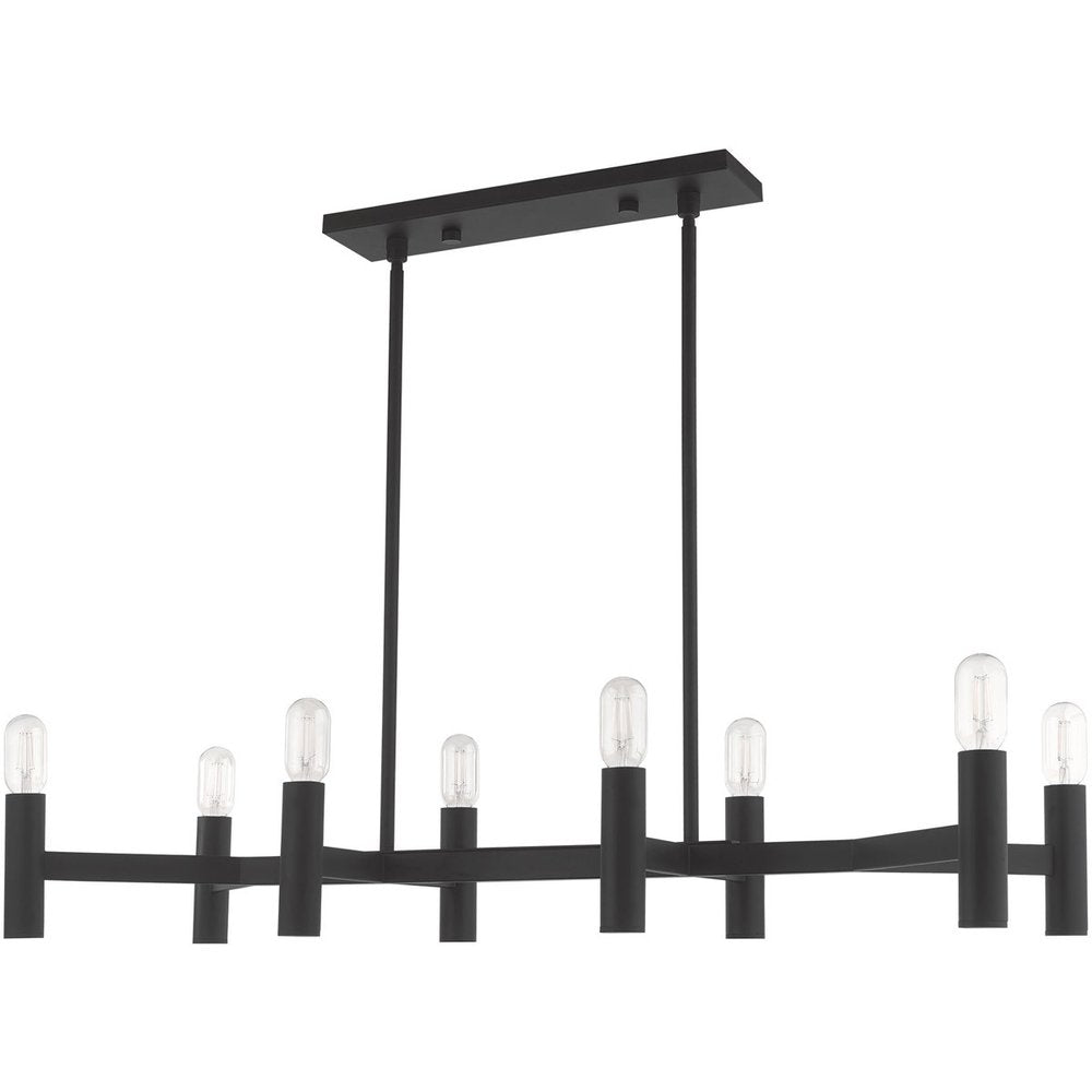 Black Eight Light Metal Dimmable Chandelier With Shades HomeRoots