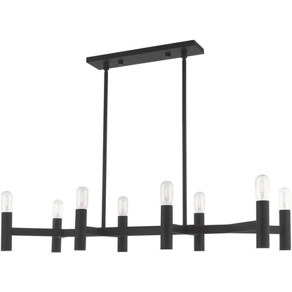 Black Eight Light Metal Dimmable Chandelier With Shades HomeRoots