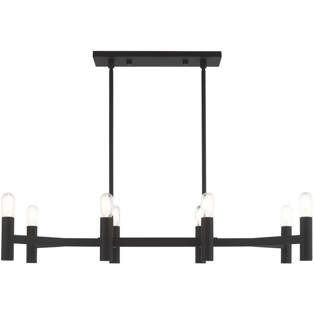 Black Eight Light Metal Dimmable Chandelier With Shades HomeRoots