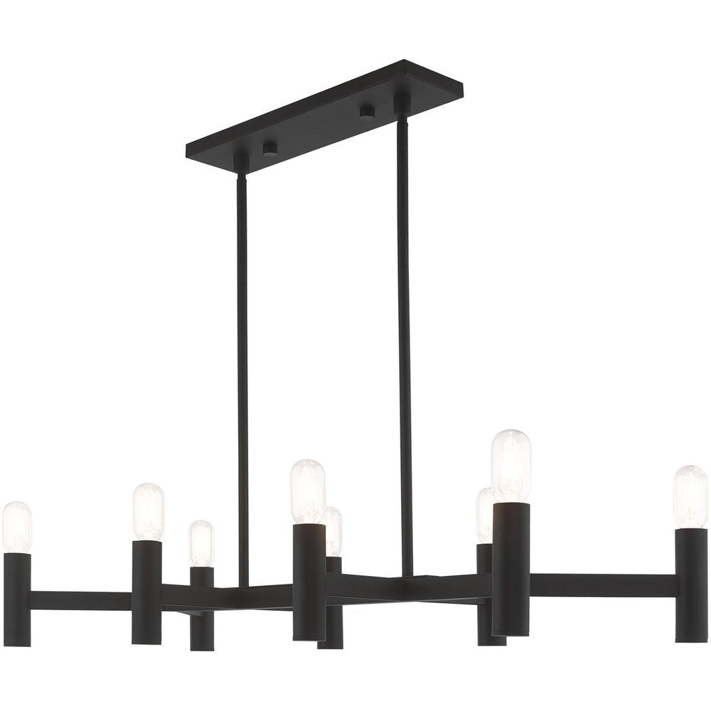 Black Eight Light Metal Dimmable Chandelier With Shades HomeRoots