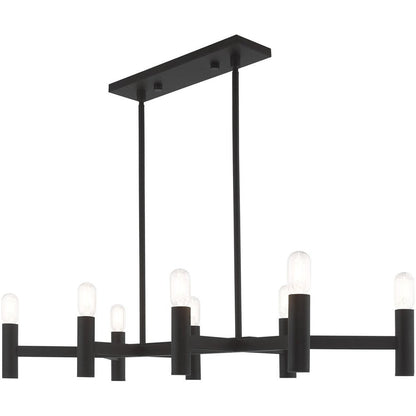 Black Eight Light Metal Dimmable Chandelier With Shades HomeRoots