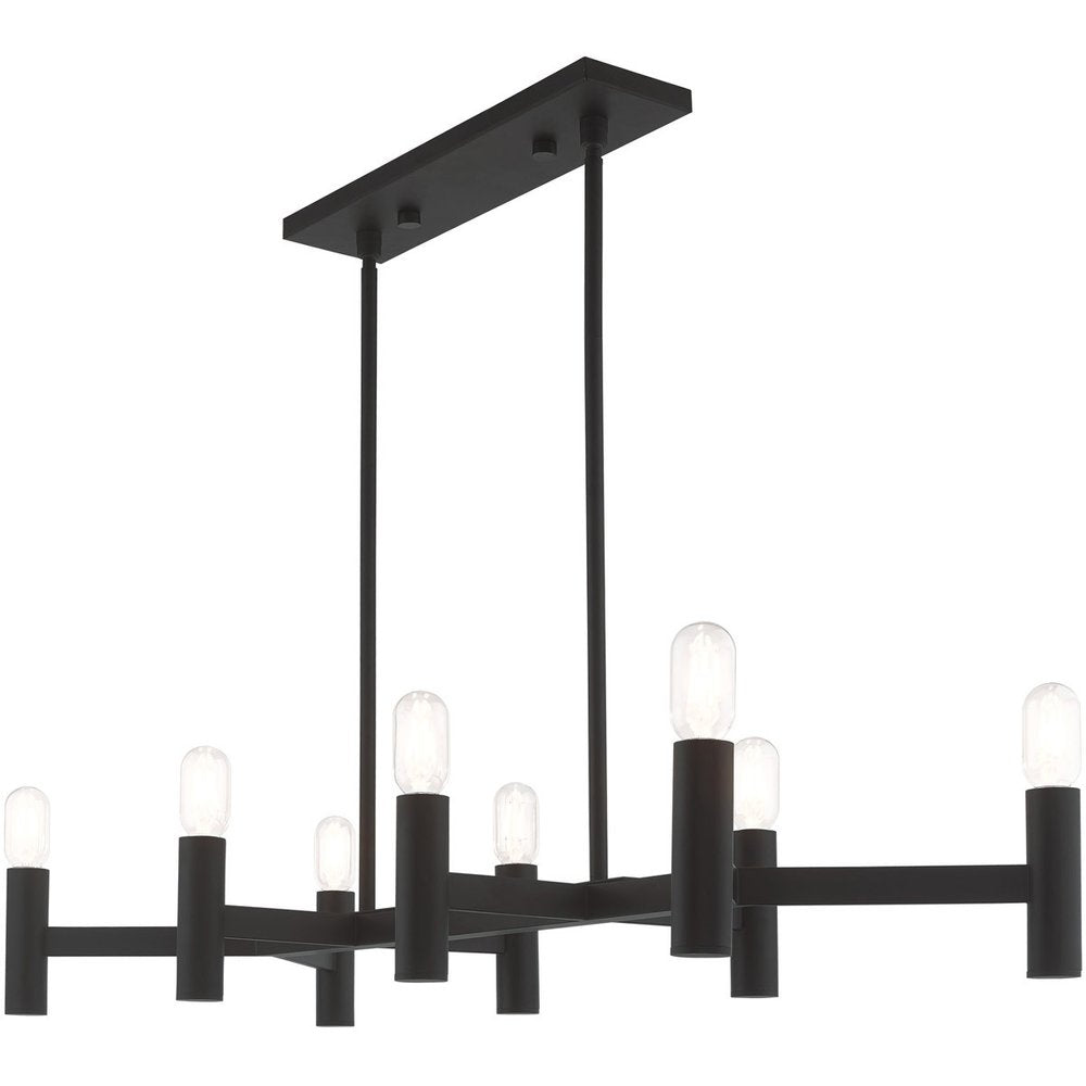 Black Eight Light Metal Dimmable Chandelier With Shades HomeRoots