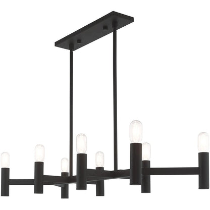 Black Eight Light Metal Dimmable Chandelier With Shades HomeRoots