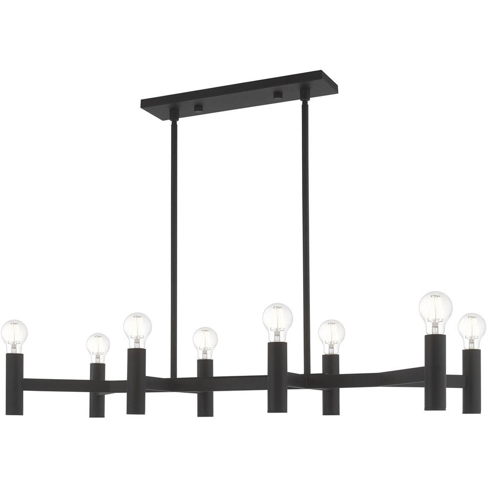 Black Eight Light Metal Dimmable Chandelier With Shades HomeRoots