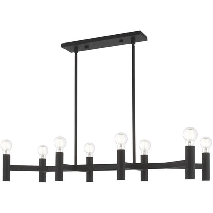 Black Eight Light Metal Dimmable Chandelier With Shades HomeRoots