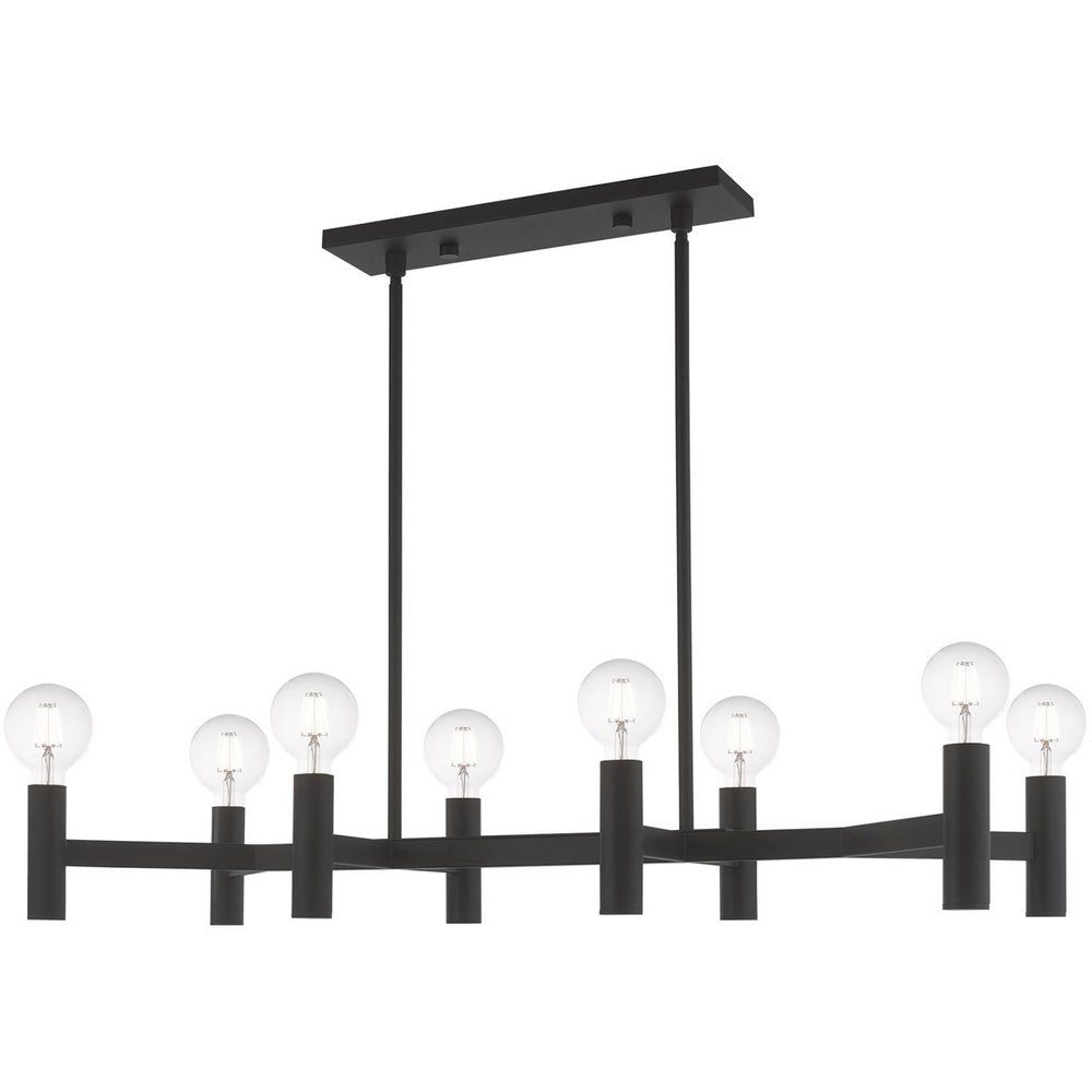 Black Eight Light Metal Dimmable Chandelier With Shades HomeRoots
