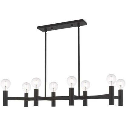 Black Eight Light Metal Dimmable Chandelier With Shades HomeRoots
