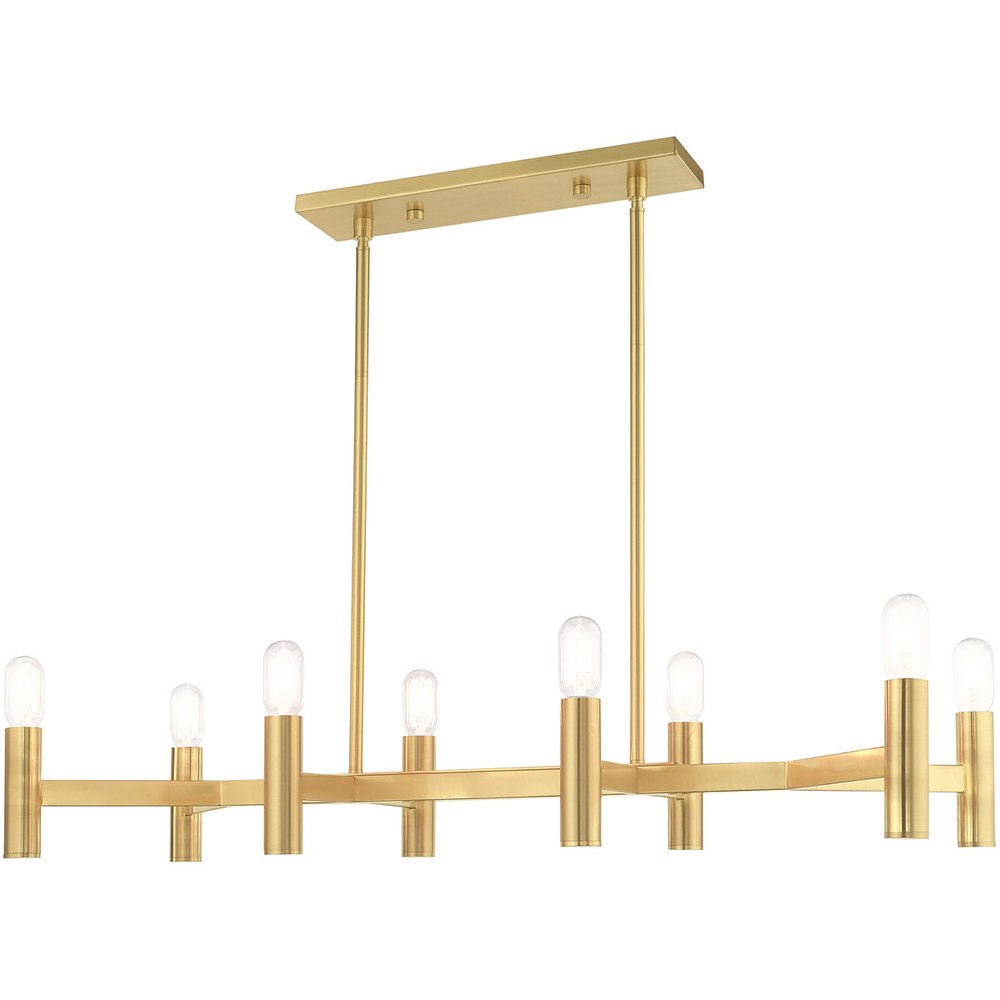 Brass Eight Light Metal Dimmable Chandelier With Shades HomeRoots