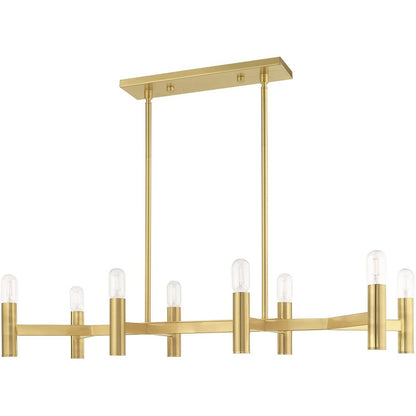 Brass Eight Light Metal Dimmable Chandelier With Shades HomeRoots
