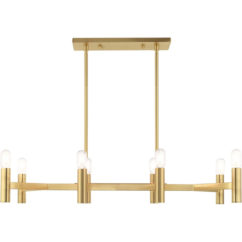 Brass Eight Light Metal Dimmable Chandelier With Shades HomeRoots