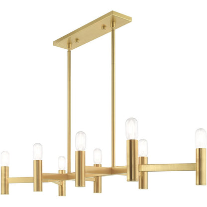 Brass Eight Light Metal Dimmable Chandelier With Shades HomeRoots