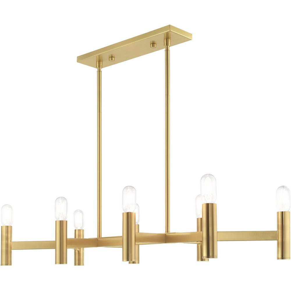 Brass Eight Light Metal Dimmable Chandelier With Shades HomeRoots