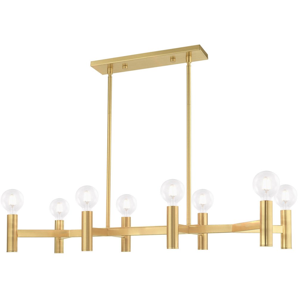 Brass Eight Light Metal Dimmable Chandelier With Shades HomeRoots