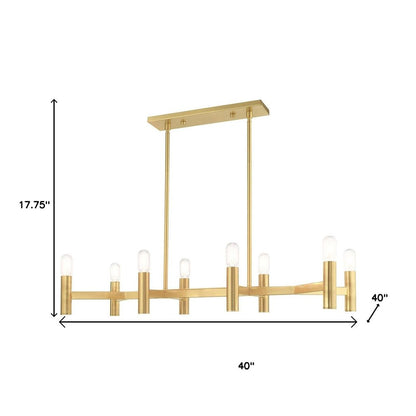 Brass Eight Light Metal Dimmable Chandelier With Shades HomeRoots