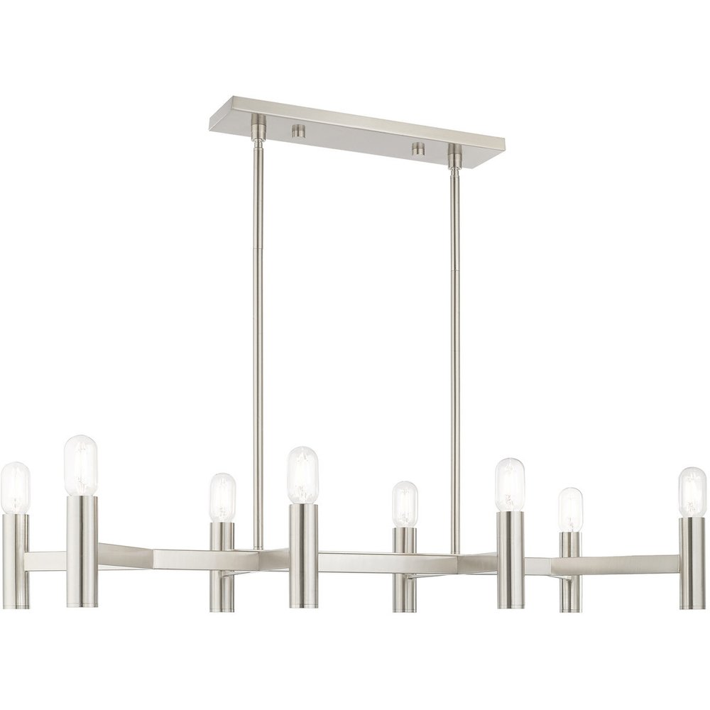 Nickel Eight Light Metal Dimmable Chandelier With Shades HomeRoots