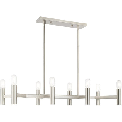 Nickel Eight Light Metal Dimmable Chandelier With Shades HomeRoots