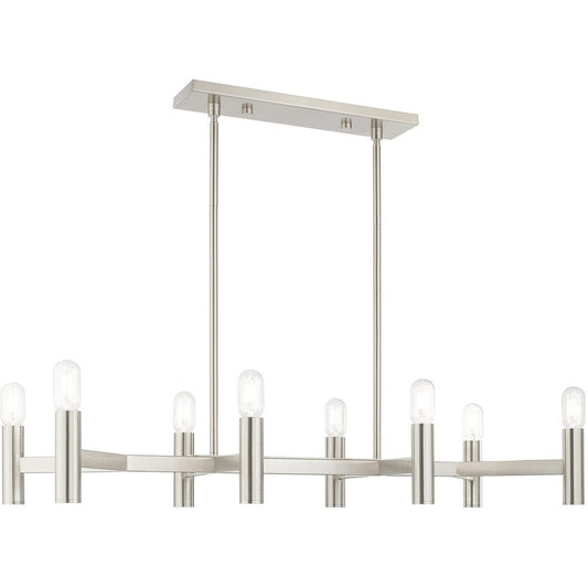 Nickel Eight Light Metal Dimmable Chandelier With Shades HomeRoots