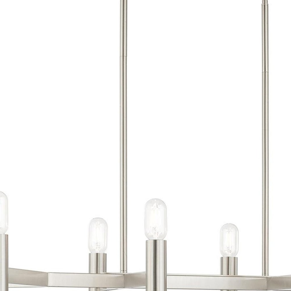 Nickel Eight Light Metal Dimmable Chandelier With Shades HomeRoots