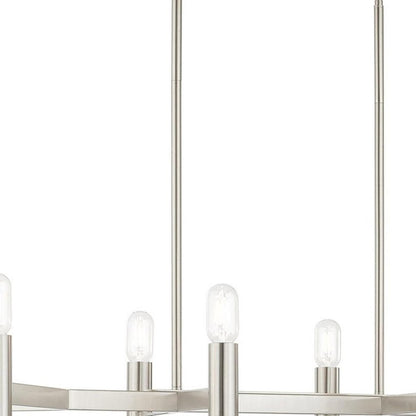 Nickel Eight Light Metal Dimmable Chandelier With Shades HomeRoots