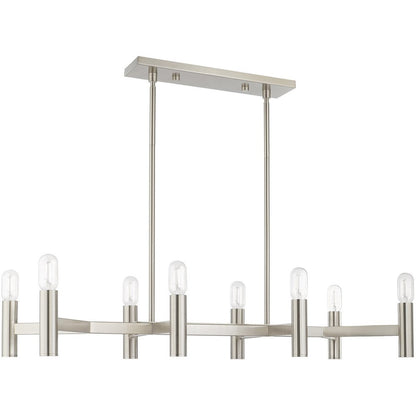Nickel Eight Light Metal Dimmable Chandelier With Shades HomeRoots