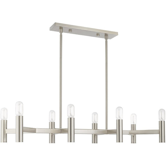 Nickel Eight Light Metal Dimmable Chandelier With Shades HomeRoots