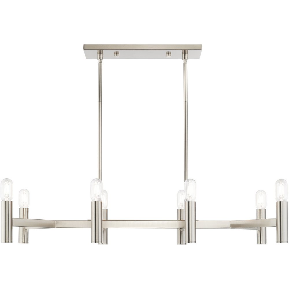 Nickel Eight Light Metal Dimmable Chandelier With Shades HomeRoots