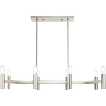Nickel Eight Light Metal Dimmable Chandelier With Shades HomeRoots