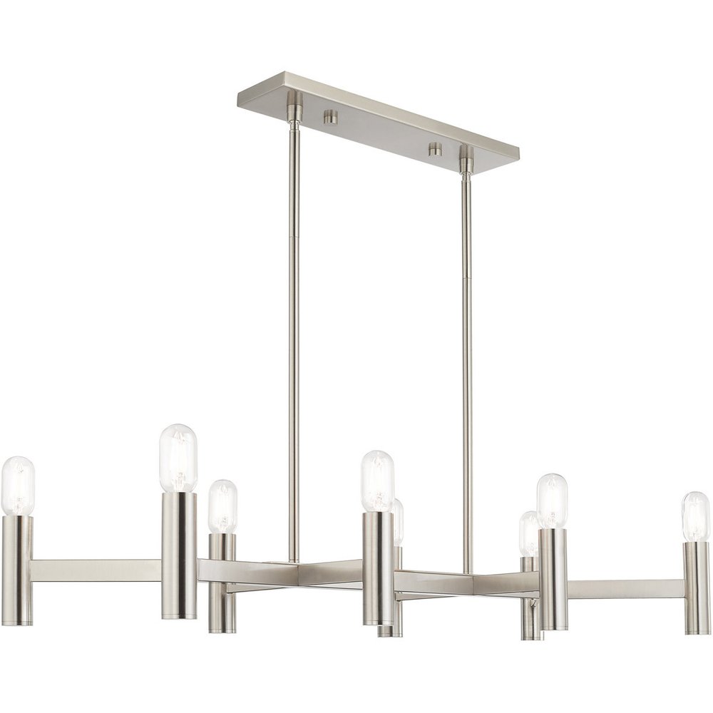Nickel Eight Light Metal Dimmable Chandelier With Shades HomeRoots