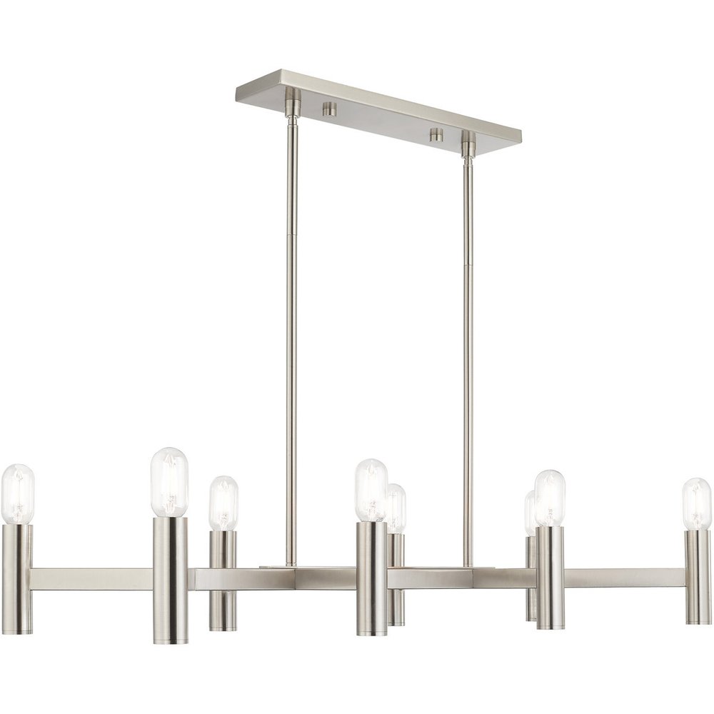 Nickel Eight Light Metal Dimmable Chandelier With Shades HomeRoots