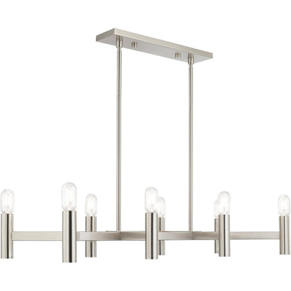 Nickel Eight Light Metal Dimmable Chandelier With Shades HomeRoots