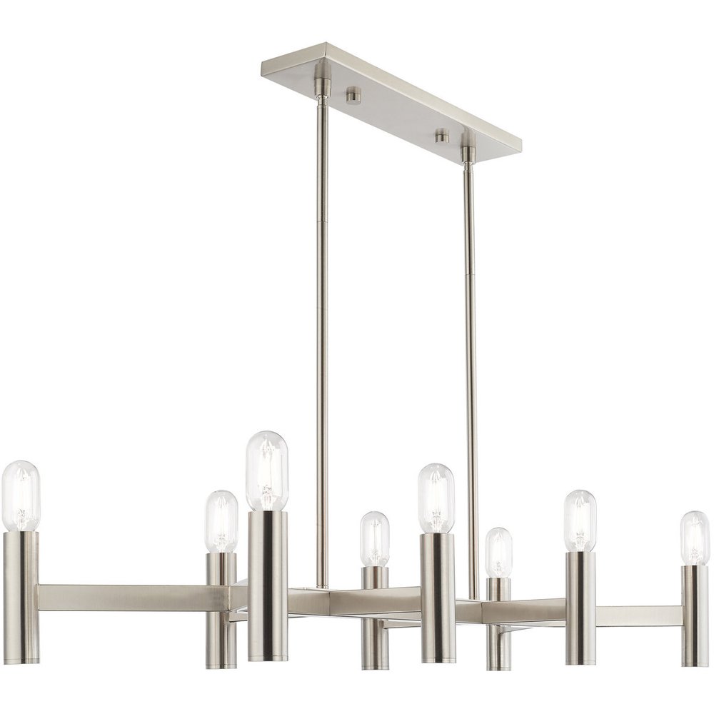 Nickel Eight Light Metal Dimmable Chandelier With Shades HomeRoots