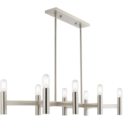 Nickel Eight Light Metal Dimmable Chandelier With Shades HomeRoots