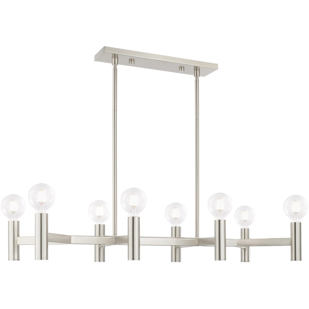 Nickel Eight Light Metal Dimmable Chandelier With Shades HomeRoots
