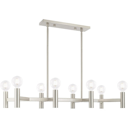 Nickel Eight Light Metal Dimmable Chandelier With Shades HomeRoots