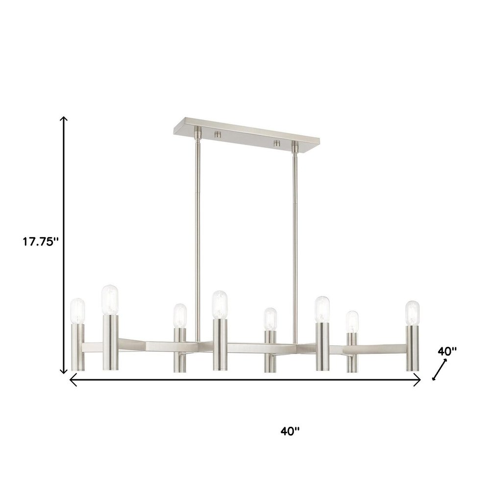 Nickel Eight Light Metal Dimmable Chandelier With Shades HomeRoots