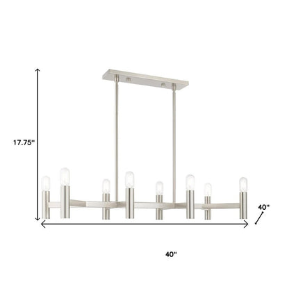 Nickel Eight Light Metal Dimmable Chandelier With Shades HomeRoots