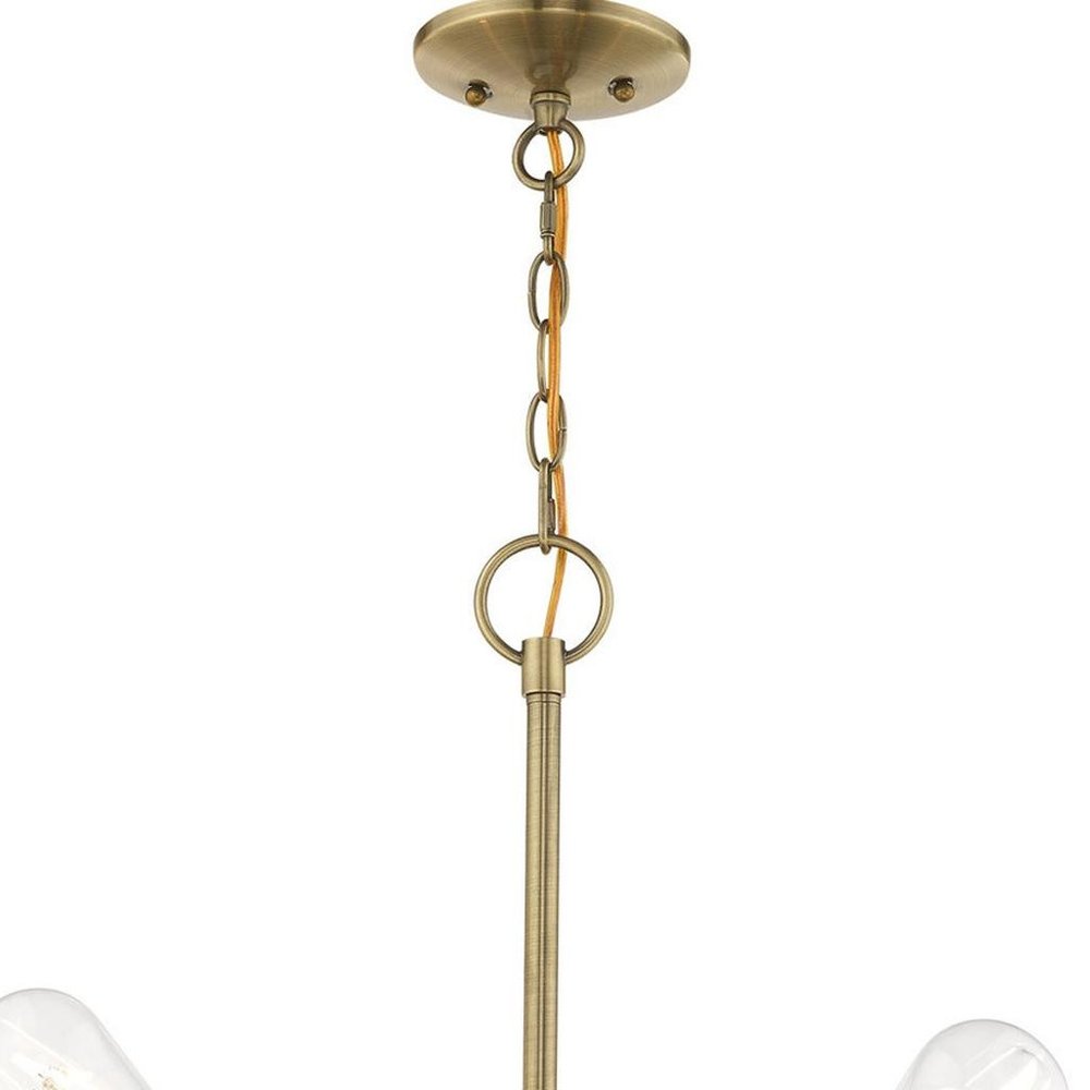 Antiqued Brass Five Light Metal Dimmable Chandelier With Shades HomeRoots