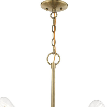 Antiqued Brass Five Light Metal Dimmable Chandelier With Shades HomeRoots
