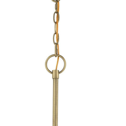 Antiqued Brass Five Light Metal Dimmable Chandelier With Shades HomeRoots