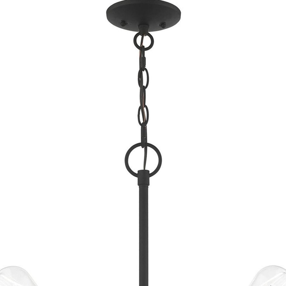 Black Five Light Metal Dimmable Chandelier With Shades HomeRoots