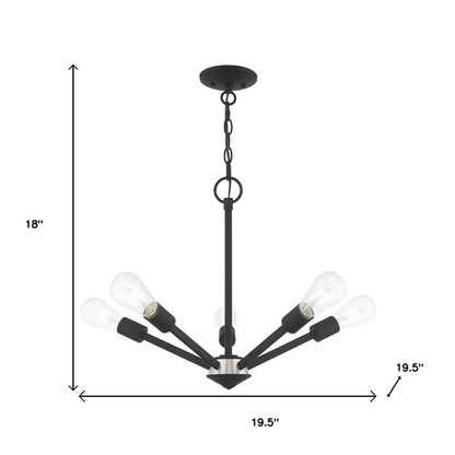 Black Five Light Metal Dimmable Chandelier With Shades HomeRoots