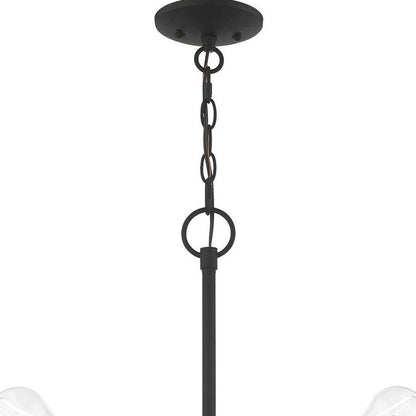 Black Five Light Metal Dimmable Chandelier With Shades HomeRoots