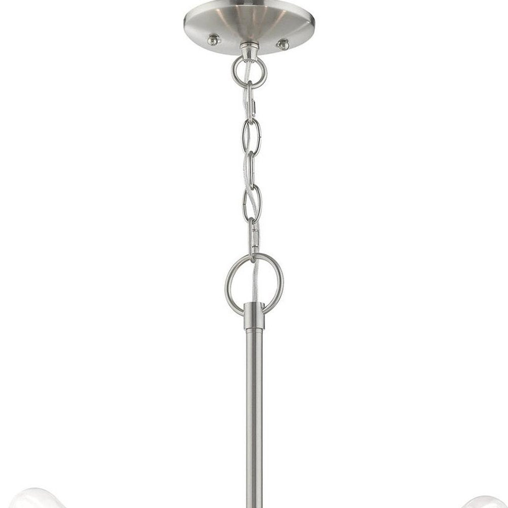 Nickel Five Light Metal Dimmable Chandelier With Shades HomeRoots