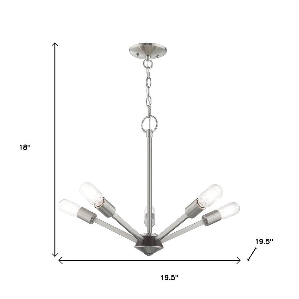 Nickel Five Light Metal Dimmable Chandelier With Shades HomeRoots