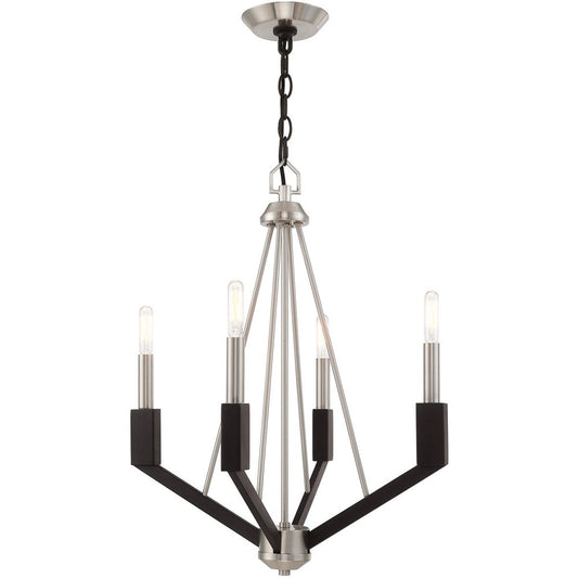 Nickel Four Light Metal Dimmable Chandelier With Shades HomeRoots