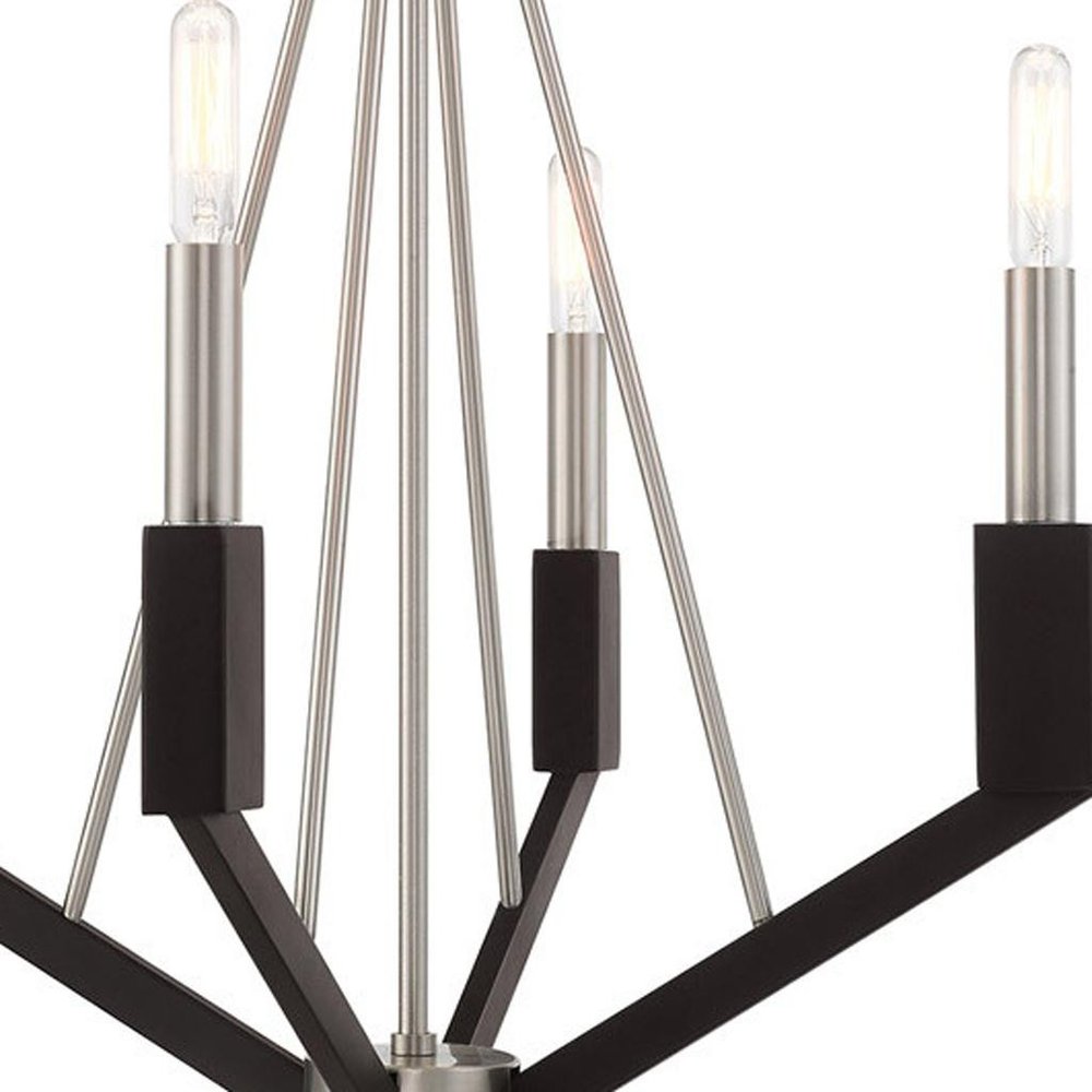 Nickel Four Light Metal Dimmable Chandelier With Shades HomeRoots