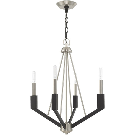 Nickel Four Light Metal Dimmable Chandelier With Shades HomeRoots