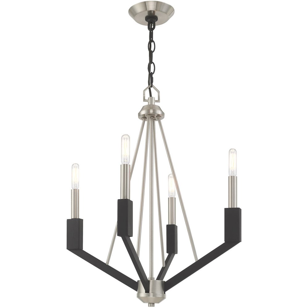 Nickel Four Light Metal Dimmable Chandelier With Shades HomeRoots